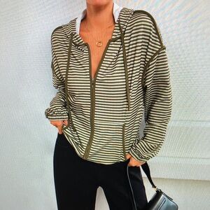 Striped Hoodie with Zipper